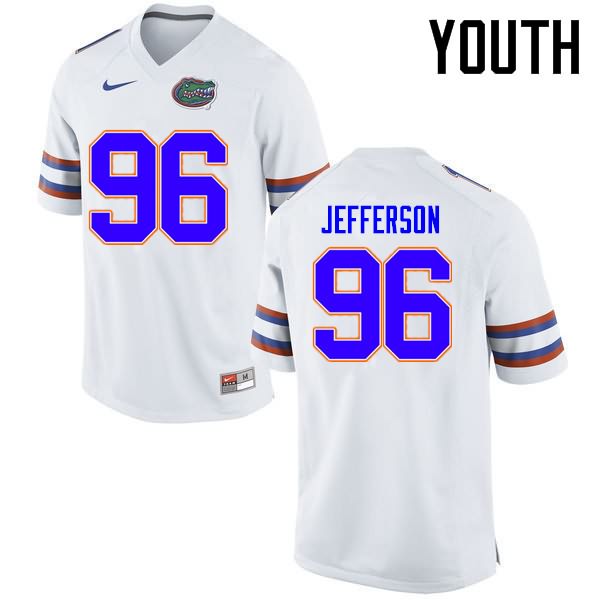 Youth NCAA Florida Gators Cece Jefferson #96 Stitched Authentic Nike White College Football Jersey VKO7565TB